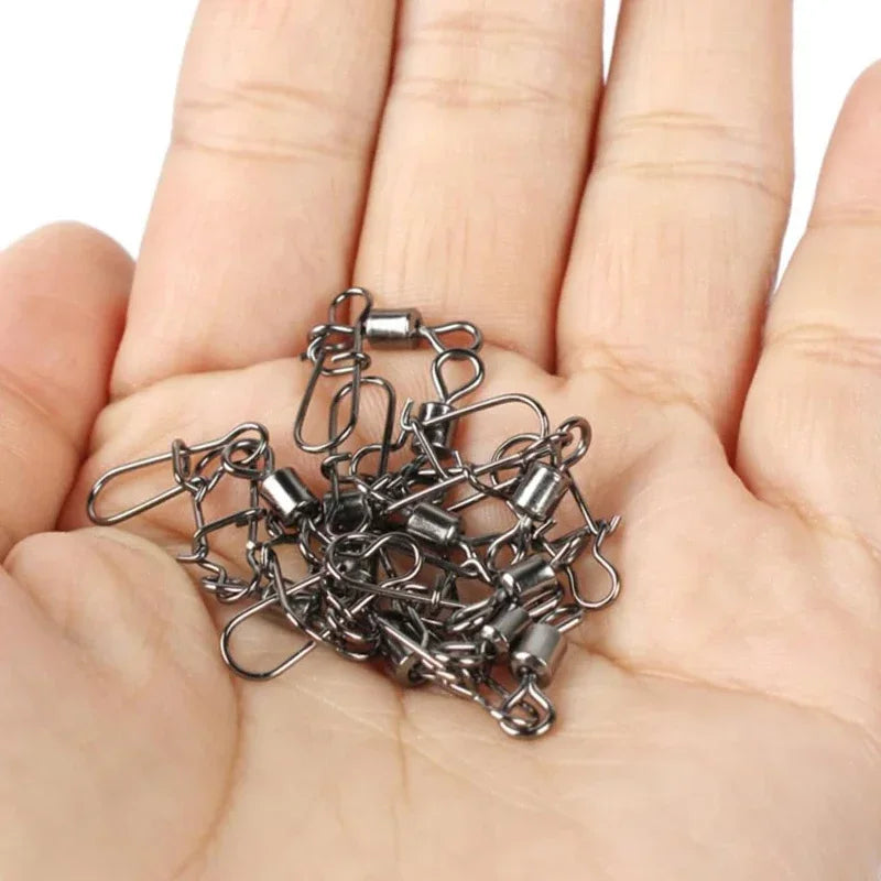 Boutons-pression pivotants de pêche 4 # -12 #   Kit de connecteurs Duo-Lock à roulement roulant en acier inoxydable, matériel pour leurre d'eau douce et d'eau salée, 50 à 200 pièces