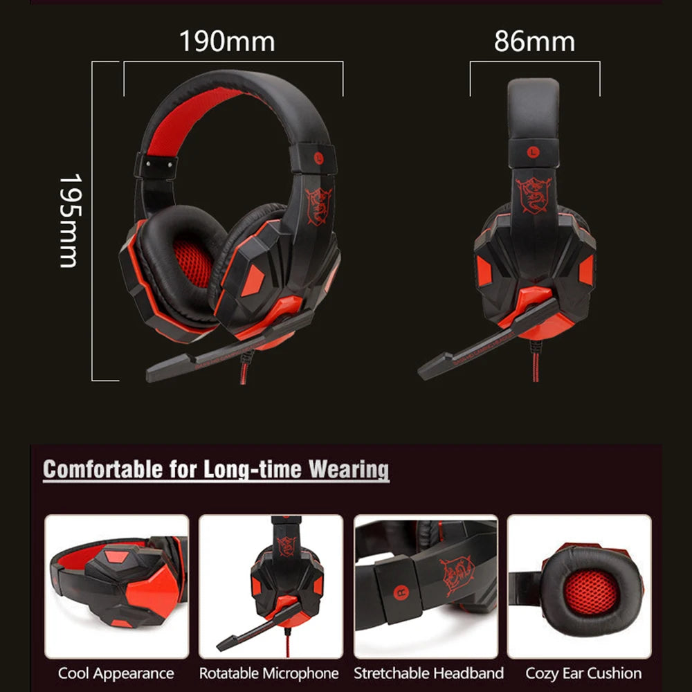 Casque de jeu 3.5mm filaire — PC, basse stéréo, gamer, téléphone, ordinateur portable, microphone, consoles (v2)