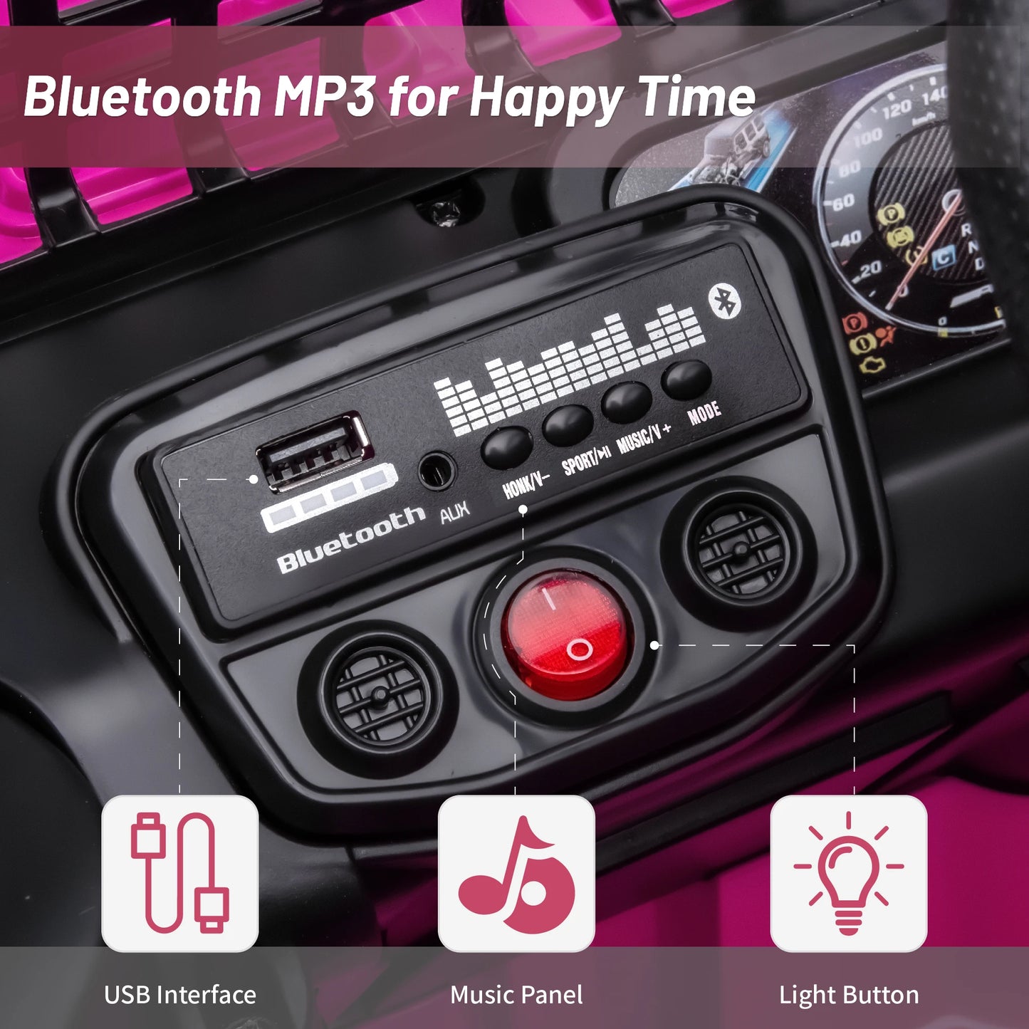 Voiture Électrique 12V Enfants — 3 Vitesses Réglables Bluetooth Télécommande Parent