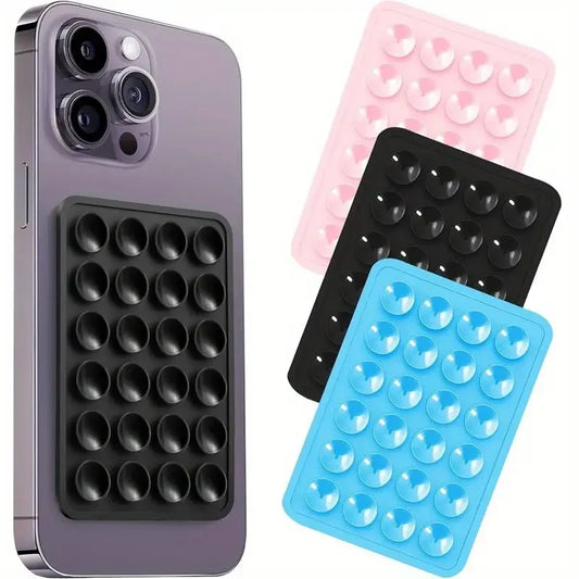 Silicone Suction Phone Holder, Wall Mount, Square, Anti-Slip, Single-Sided, Adhesive Back, Polymer, Multifunctional