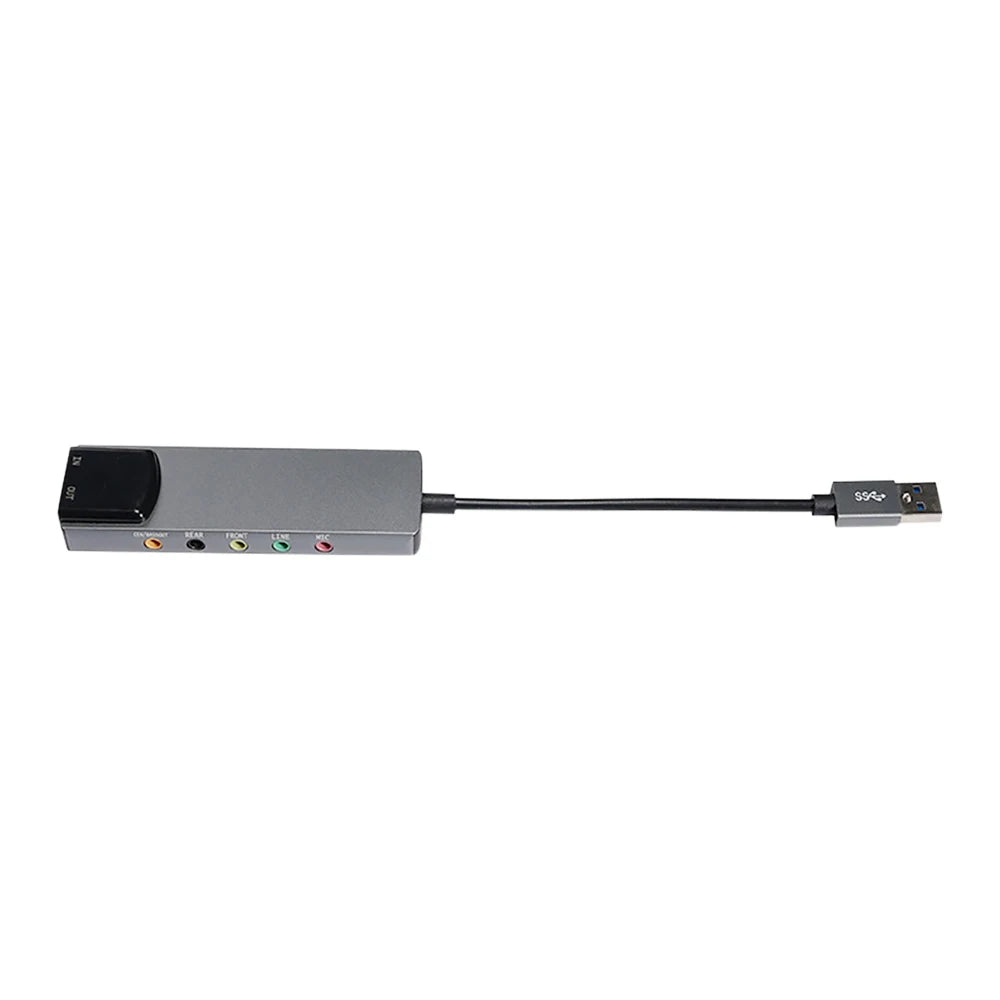 Carte Son USB Optique 6 en 1 Aluminium — Adaptateur Audio Multifonction Laptop