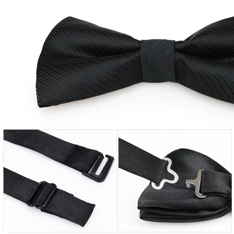 Nœud Papillon Homme Mariage Réglable Classique — Noir Double Cravate Cadeau Affaires