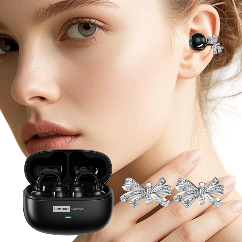 Auriculares Lenovo LE302 HIFI estéreo deportivos de clip abierto, Bluetooth 6.0 con cancelación de ruido y batería de larga duración