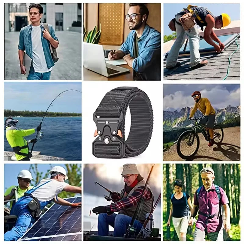 Cinturones tácticos multiusos para hombre, duraderos, diseño ajustable, para entusiastas de los deportes al aire libre, combina con jeans, para hombres y mujeres, 1 pieza/2 piezas
