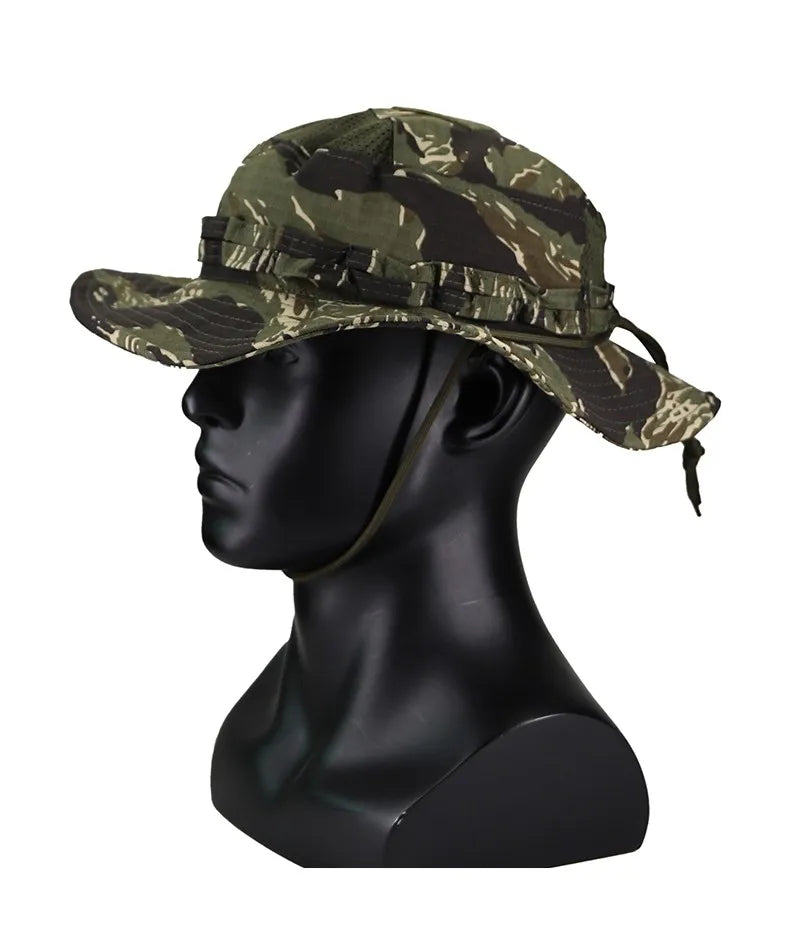 Nouveau 2026 Casquette Bob Camouflage Multicam avec Poche Carrée pour Passionnés de Tactique, Chapeau de Soleil pour Pêche, Randonnée et Activités de Plein Air
