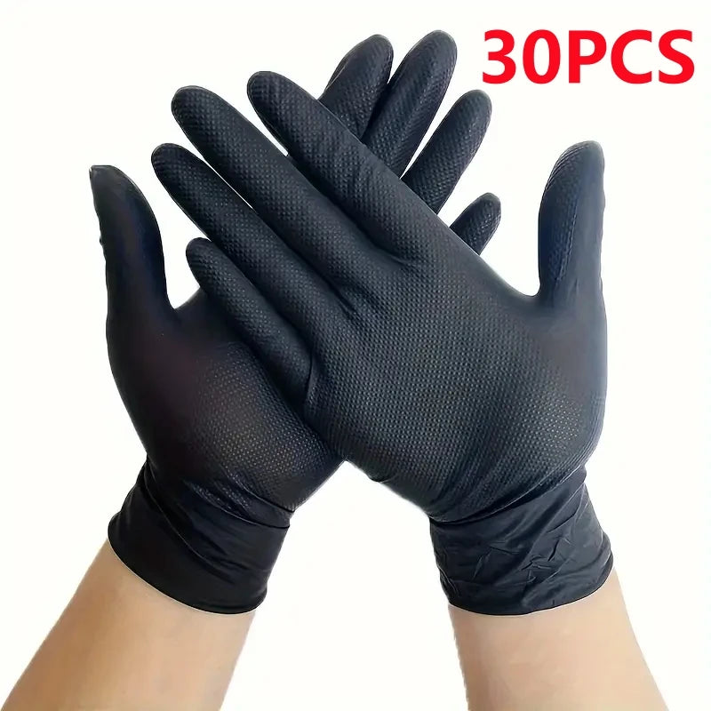 8mil Thick Nitrile Gloves, 30/50 Pieces, Industrial Disposable Gloves with Diamond Texture, Latex-Free, Heavy-Duty Mechanic Gloves for Automotive