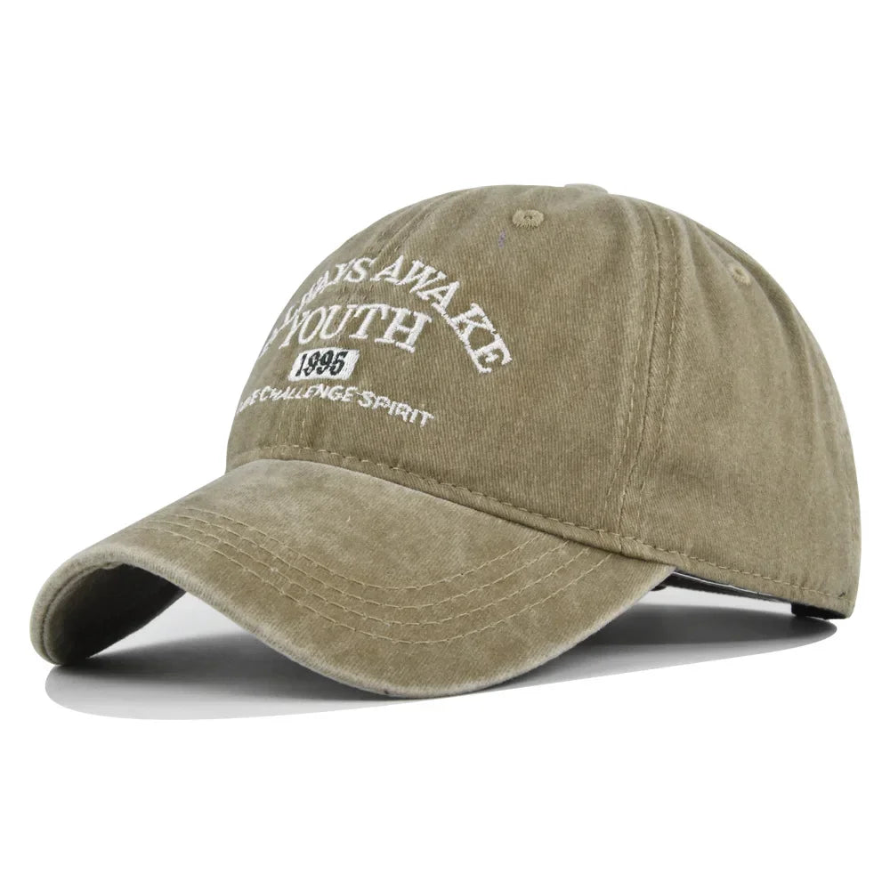 Men Women Embroidered Letter Baseball Cap Vintage Fashion Solid Adjustable Outdoor Sports Snapback Hat Distressed Gorras