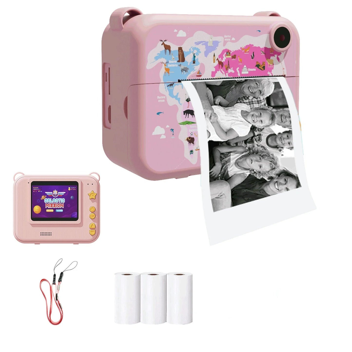 Mini Digital Camera for Kids, Instant Print, Photo, Video Recorder, Thermal Printer, Birthday Gift