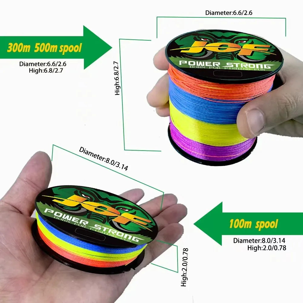 JOF-Ligne de pêche tressée en PE à 4 brins, 300/100m, fil de pêche durable, multimessieurs
