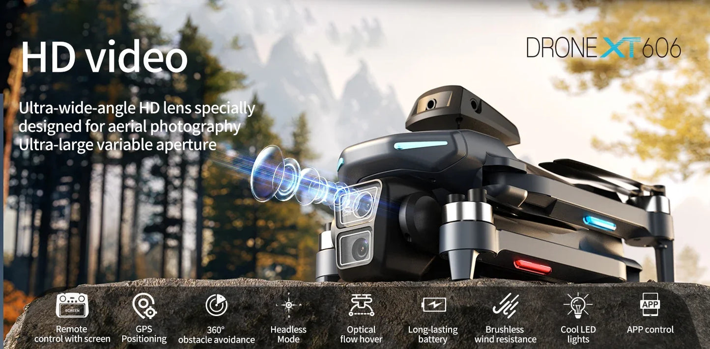 Dron GPS Lenovo NEW XT606 8K HD profesional con doble cámara, WIFI 5G FPV, evitación de obstáculos, cuadricóptero RC sin escobillas, juguete dron