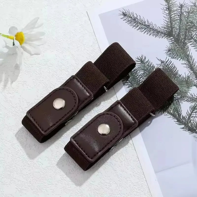 2 piezas en conjunto, cinturón elástico sin hebilla para mujeres y hombres, cinturón elástico unisex para pantalones vaqueros casuales, cinturones invisibles ajustables sin hebilla