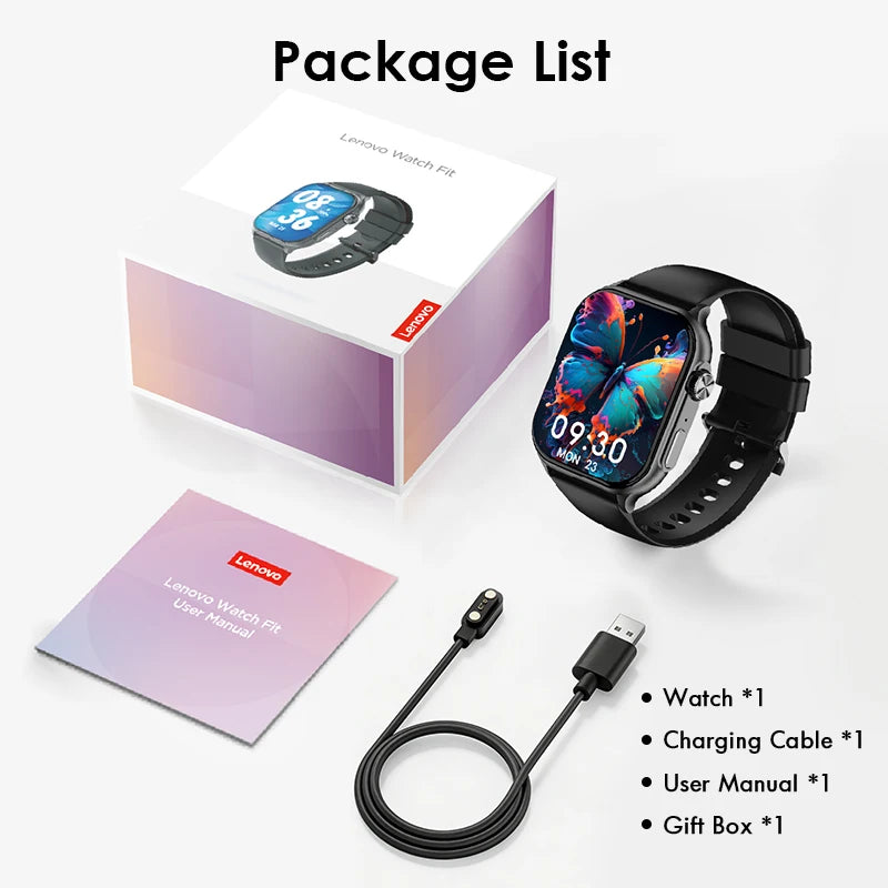 Reloj inteligente Lenovo, reloj deportivo con pulsómetro, pantalla táctil completa, llamadas BT