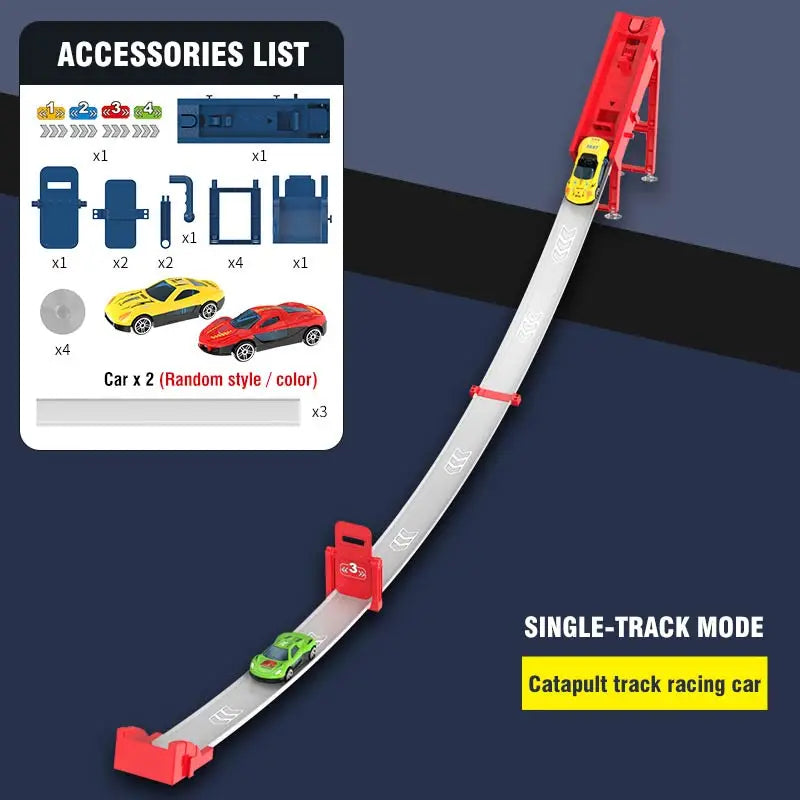 Cascadeur vitesse Double voiture roues modèle jouets pour enfants piste de course bricolage assemblé Rail Kits éducatif interactif garçon enfants jouet