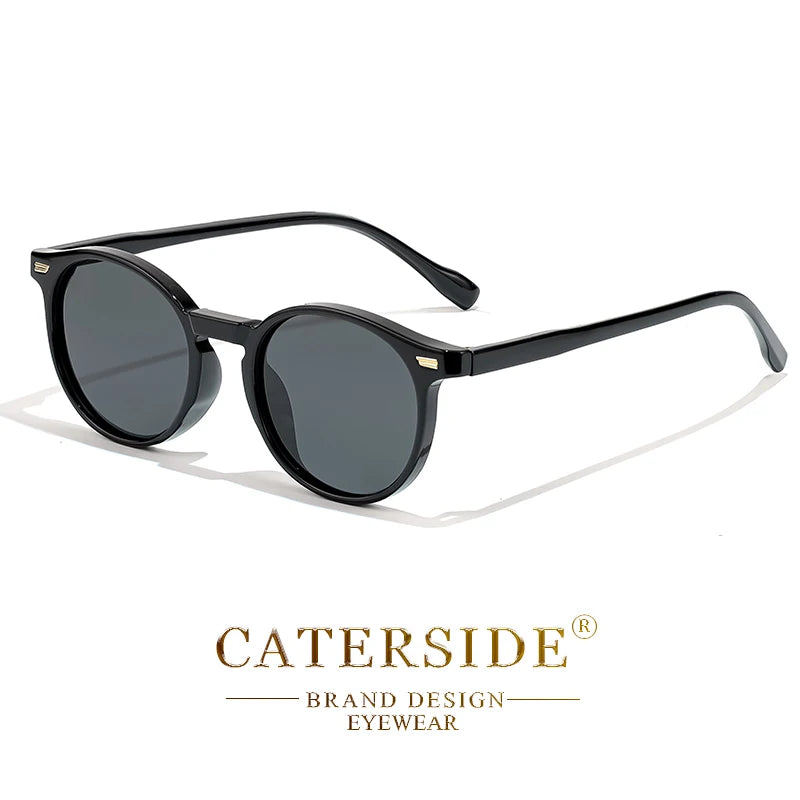 CATERSIDE Polarized Retro Round Sunglasses for Men and Women, TR90 / Acetate, Vintage Style, for Driving and Travel