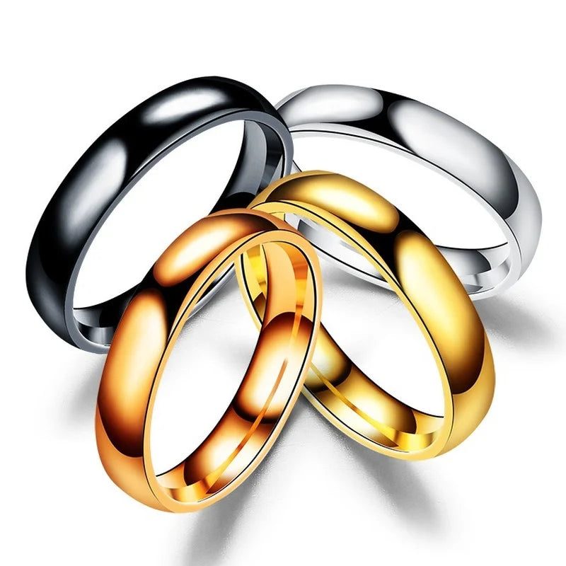 6mm Simple Titanium Ring for Women and Men, Allergy Prevention, Highly Polished Wedding Bands, Stainless Steel, Couple Finger Jewelry, Gifts