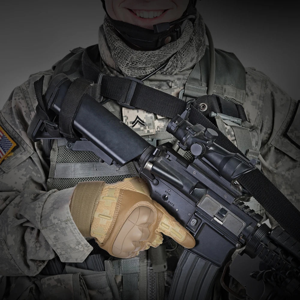 Gants de cyclisme en cuir PU pour écran tactile, tactique Airsoft, chasse, tir, randonnée, vélo, Sport de plein air, équitation, protection pour hommes
