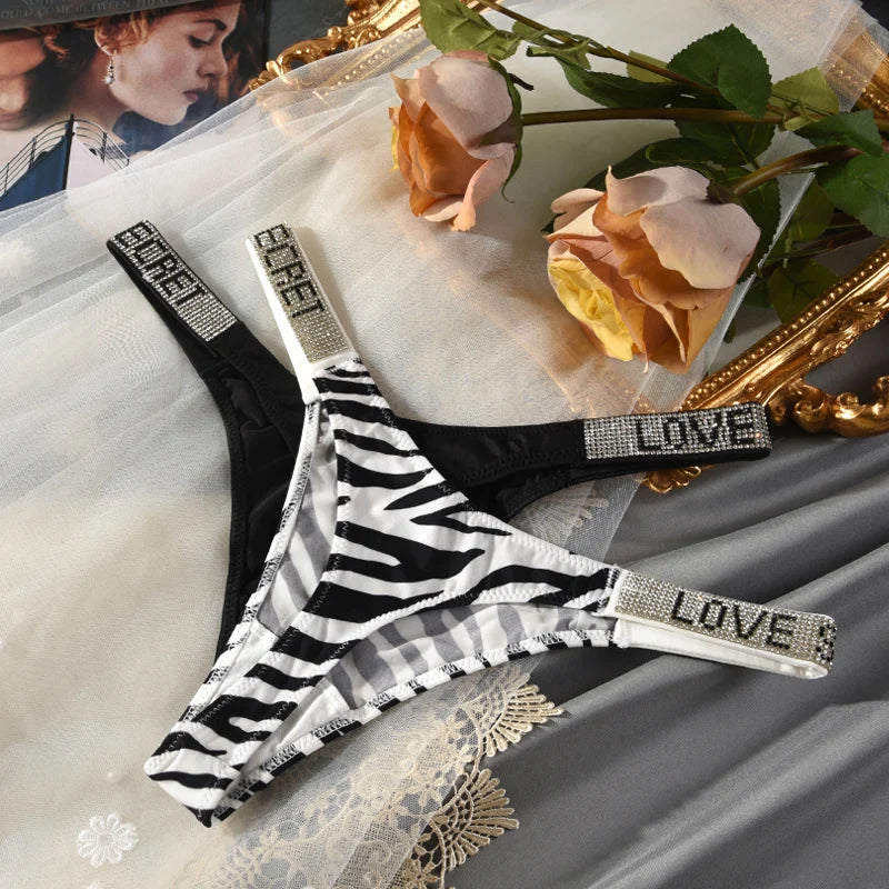 Culotte Taille Basse Strass & Diamants — String Sport Femme S-XL