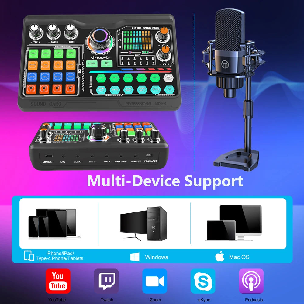 Zealsound – Kit carte son professionnel avec microphone pour podcast, vlog et streaming sur PC et smartphone
