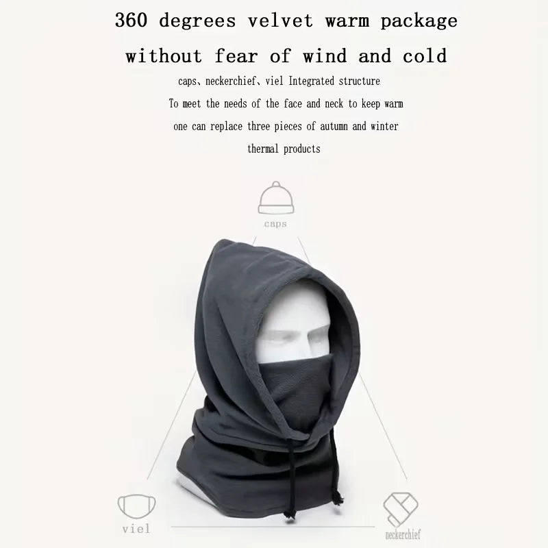 Masque Polaire Hiver Écharpe À Capuche — Coupe-Vent Ski Vélo Pêche Cadeau Noël