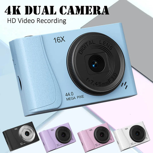 Retro CCD Camcorder 24 Million Pixels, 4K Digital Camera, 16x Zoom, Compact Cameras, Auto Focus for Adults Beginners, Children's Photography