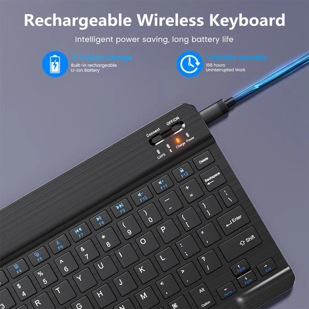 Wireless Bluetooth Keyboard and Mouse, for iOS, Android, Windows, Tablet, iPad Air Mini Pro, Spanish, Korean, Portuguese, Russian