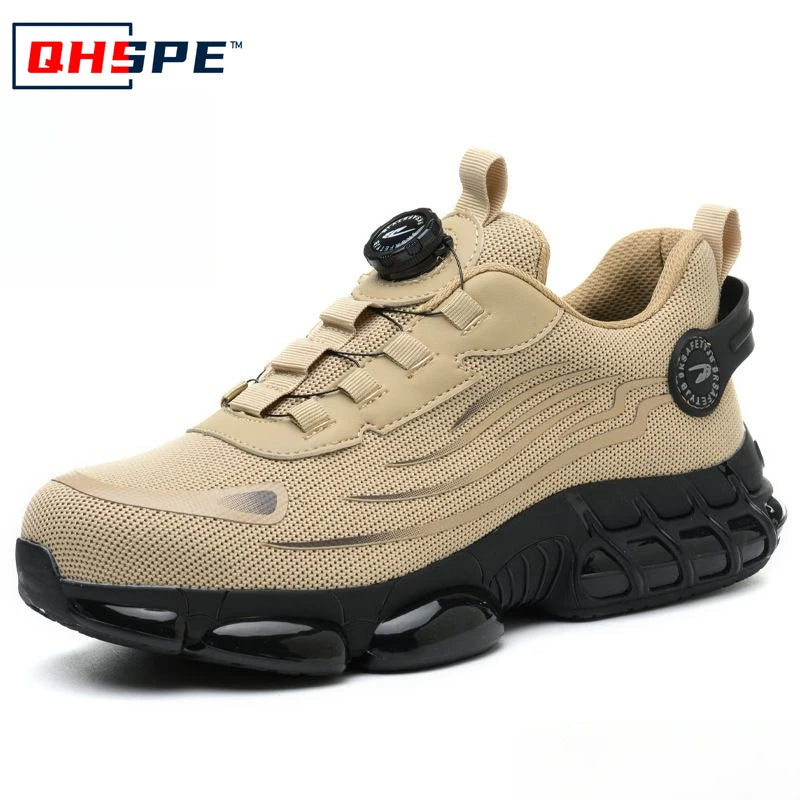 Botón giratorio nuevos zapatos de seguridad para hombre Anti-aplastamiento Anti-perforación zapatos de trabajo de moda para hombre zapatos deportivos botas de protección de seguridad para hombre