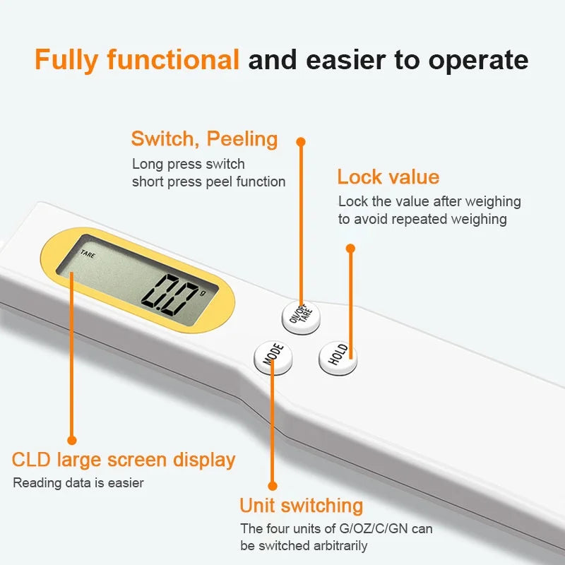 Balance de cuisine numérique électronique LCD, mini cuillère, balance alimentaire, cuisson, farine, lait, café en poudre, mesure du poids, 0.1-500g