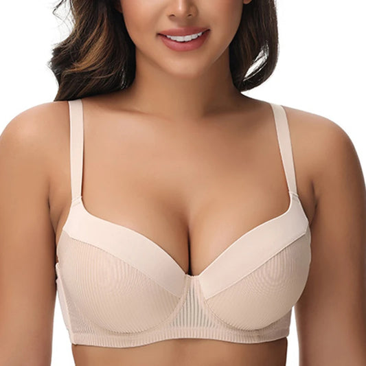 T-shirt Push Up grande taille pour femmes, soutien-gorge à armatures, Lingerie de soutien légèrement rembourrée, 75 80 85 90 95 B C D E F