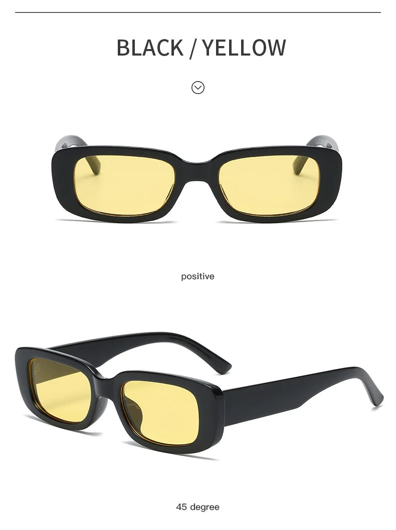 Lunettes de soleil carrées rétro vintage — petites, rectangulaires, voyage, femme