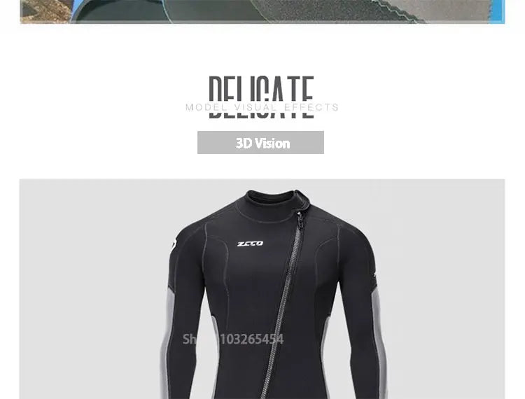 Combinaison de plongée en néoprène pour hommes, 3MM, manches longues, plongée en apnée, une pièce, Surf, pêche, maillots de bain thermiques