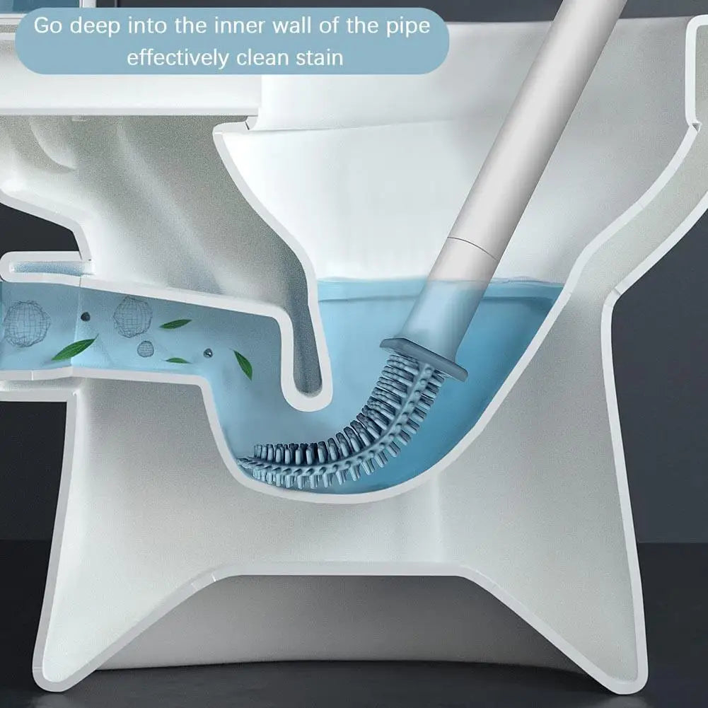 Nettoyeur de brosse de toilette suspendu en Silicone, avec manche Long, nettoyeur Flexible, brosse de salle de bain, support à séchage rapide, accessoires de salle de bains