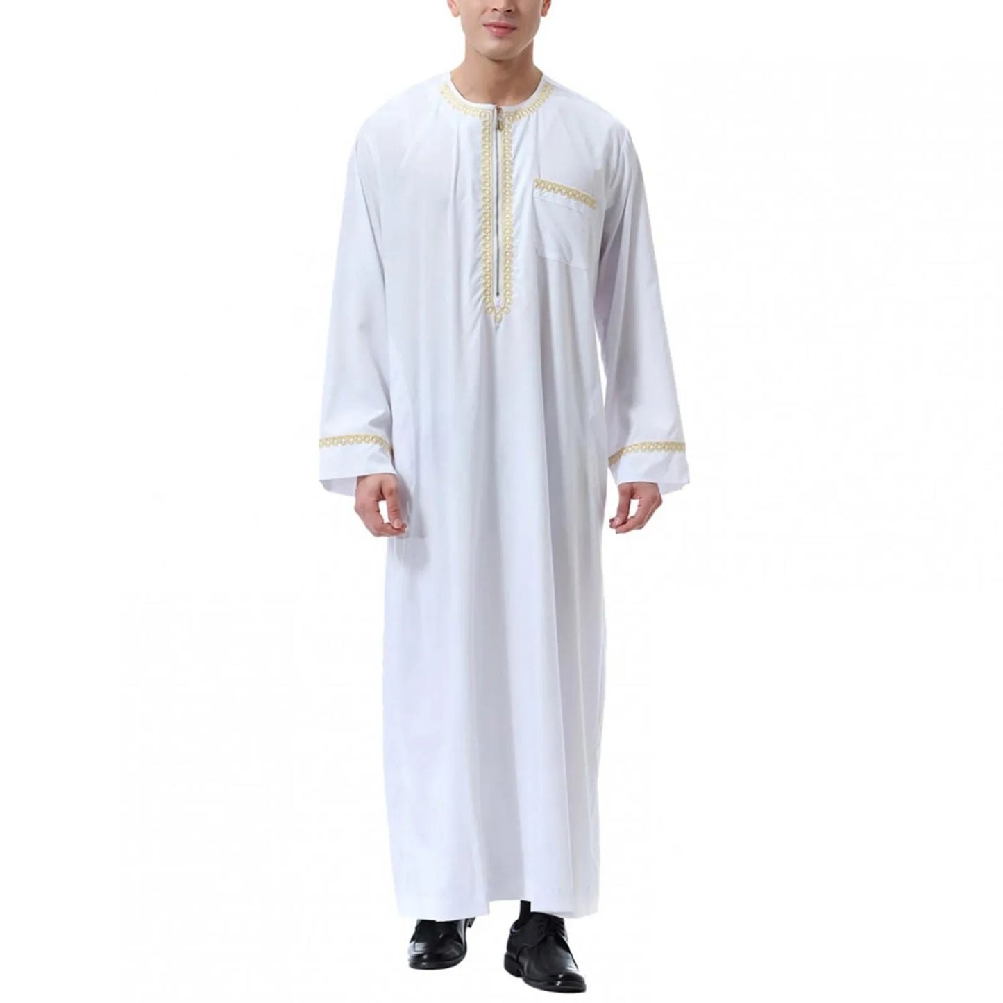 Vêtements musulmans traditionnels pour hommes, chemise musulmane, robe d'aviation, royauté islamique, robe de Dubaï, col rond, manches longues, rétro, adt Abaya