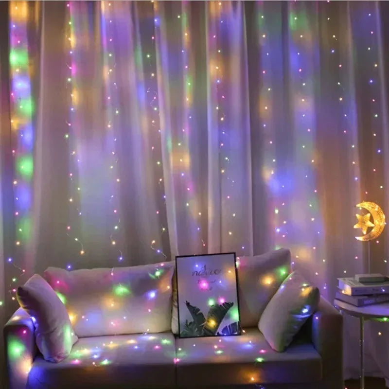 USB Curtain String Lights, 8 Modes Fairy Lights, Christmas Tree Garland Lights, Party Wedding Christmas Home Bedroom Decoration
