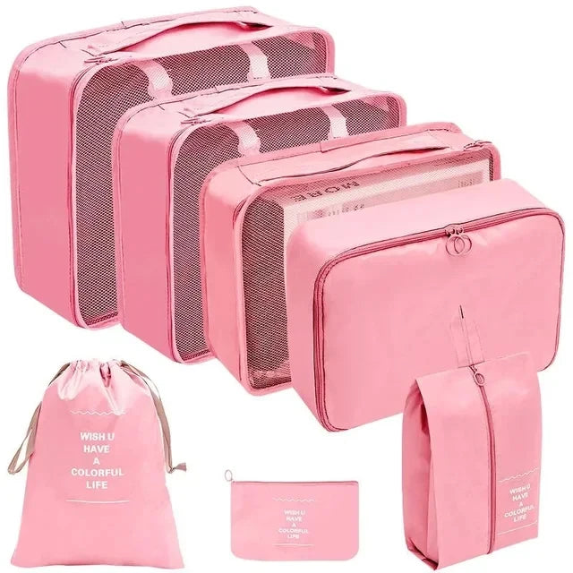 7/8/9/10 pièces ensemble organisateur de voyage sacs de rangement valise emballage Cubes ensemble étuis Portable bagages vêtements chaussure bien rangé pochette pliante