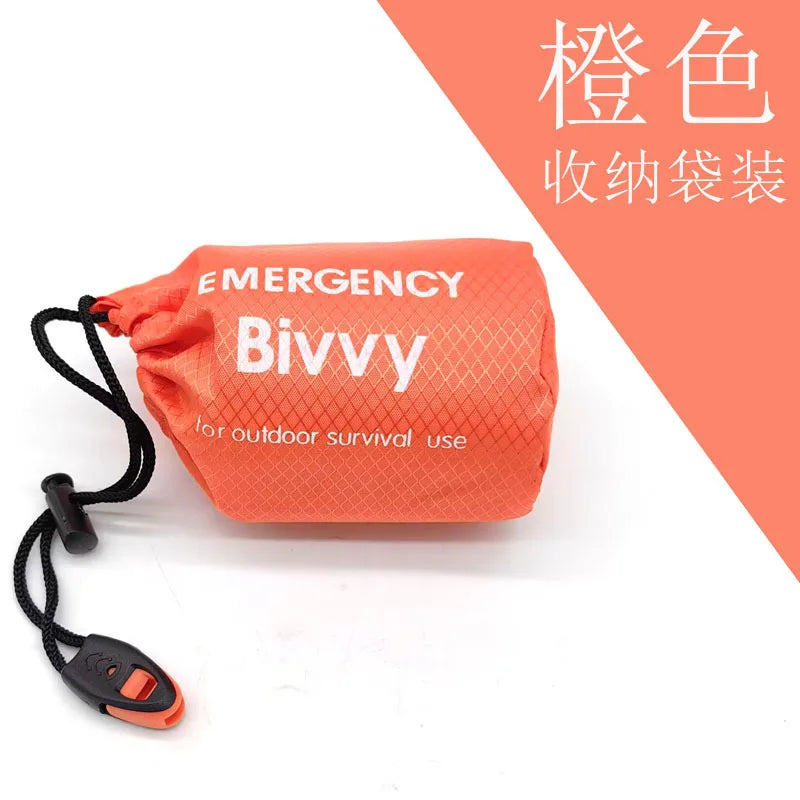 Sac de couchage d'urgence, couverture de survie, sac bivouac thermique en Mylar, abri léger, imperméable et portable pour le camping et la randonnée