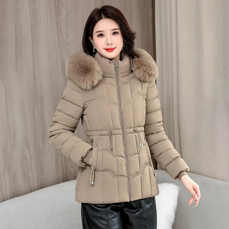 Winter 2025 new down jacket women Parkas fashion high quality warm cotton padded coat ladies short hooded overcoat tops