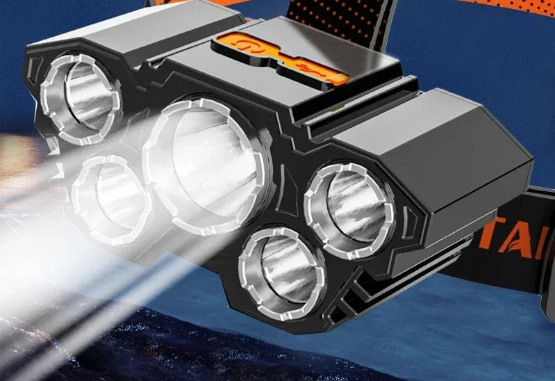 Lampe frontale puissante à 5/11 LED, batterie 18650 intégrée, Rechargeable par USB, lanterne pour Camping en plein air, pêche