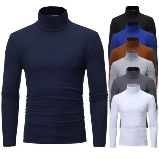 Men's High-Neck Thermal Underwear, Slim Fit Covered Shirt, Long Sleeve T-Shirt, Tights, Winter, Autumn Clothes, Y-Men