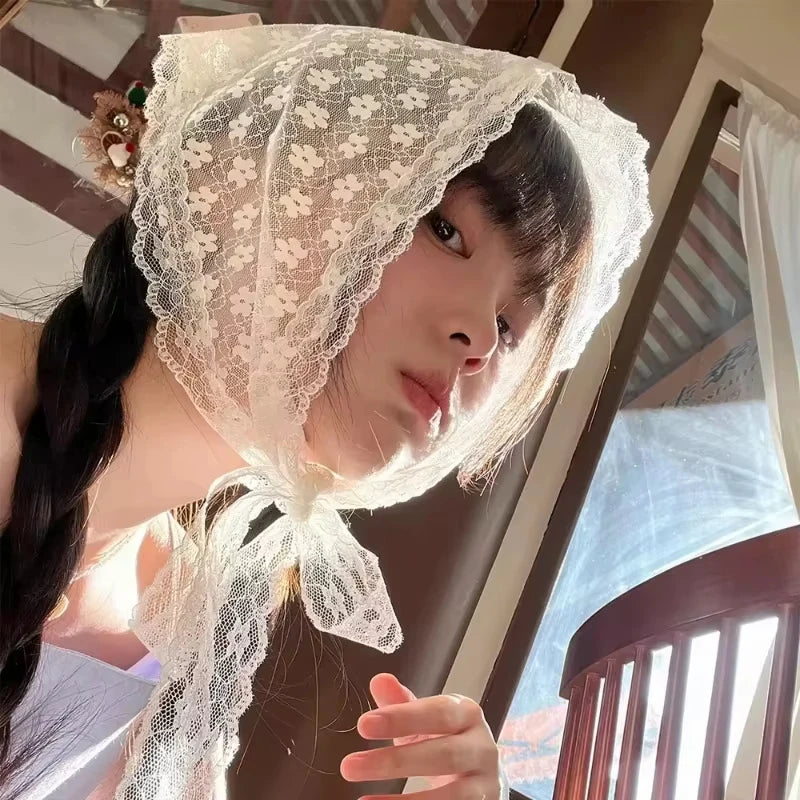 Jupe courte triangulaire 2 en 1, demi-jupe, rideau de fesses, tablier à garniture en dentelle, dentelle douce empilée, foulard de Style coréen pour femmes