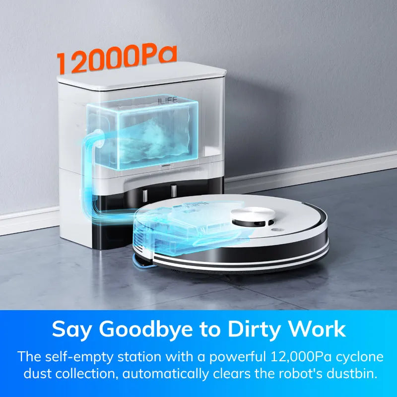 Robot aspirateur 5000 Pa — auto-vidange 60 jours, application, télécommande, 180 min