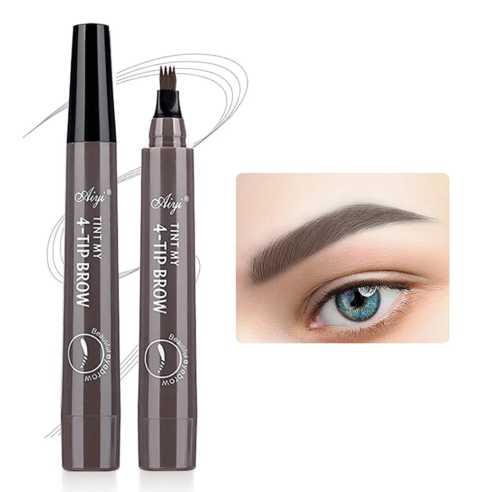 Crayon à 4 fourches pour microblading, maquillage pour les yeux, résistant à l'eau, naturel, longue durée, cinq couleurs