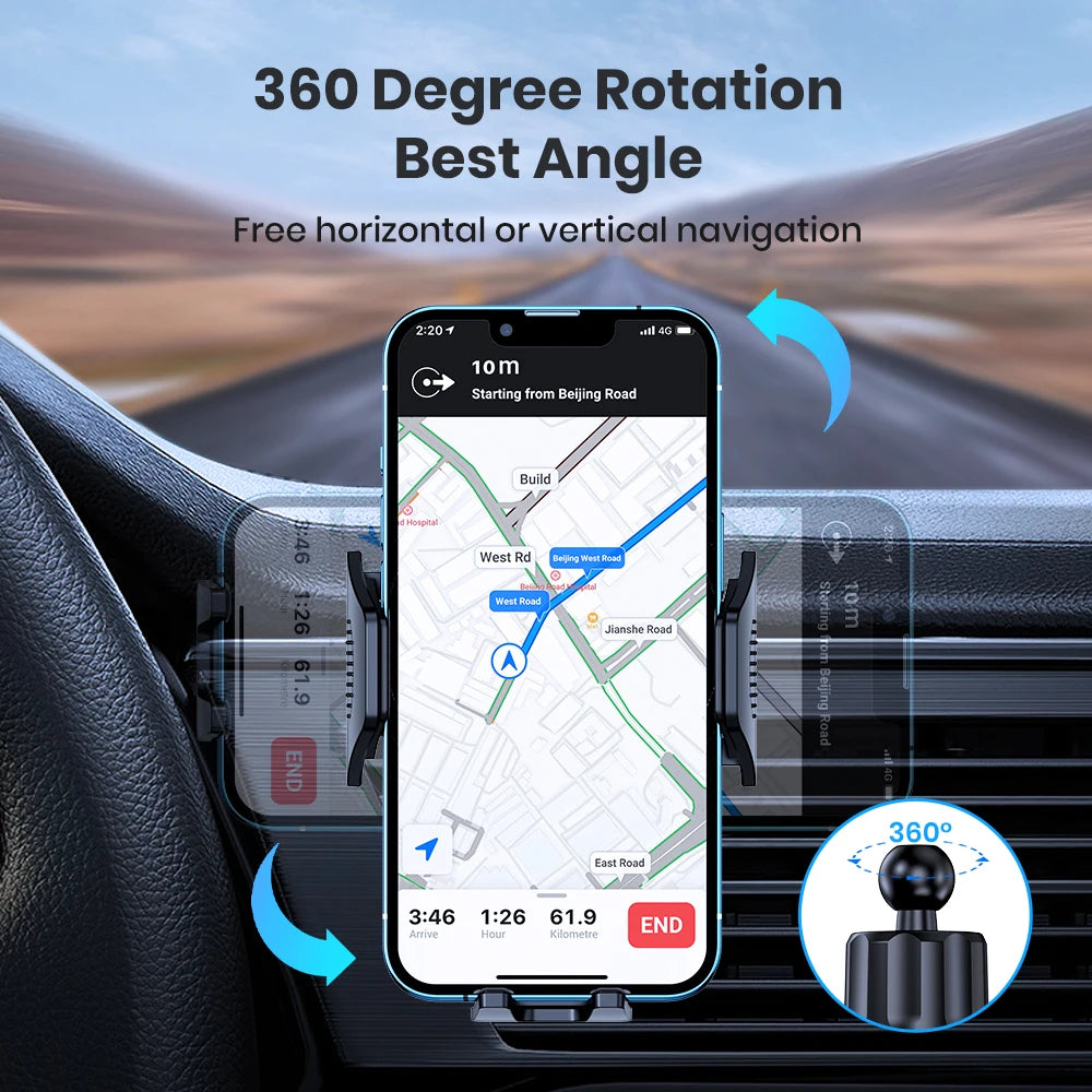 Soporte de teléfono para coche, soporte de teléfono universal de bloqueo automático mejorado TOPK con clip de gancho para rejilla de ventilación de coche para iPhone Samsung