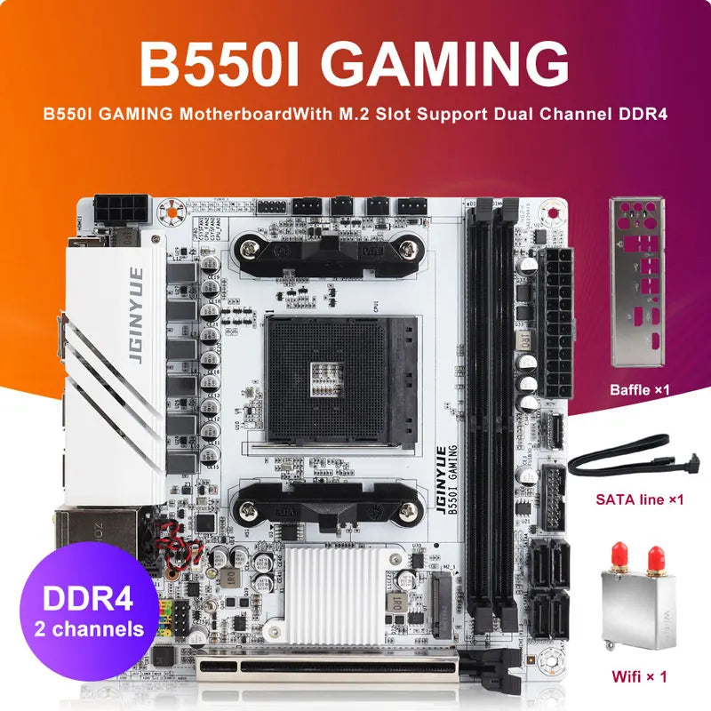Carte mère Mini-ITX JGINYUE B550I GAMING AMD AM4 — Ryzen 4000/5000, DDR4 64 Go, PCIe 4.0