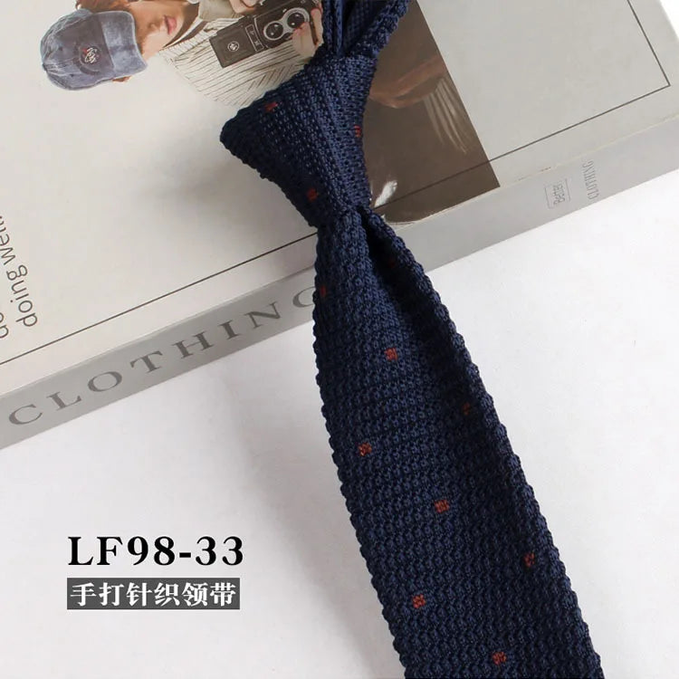 Cravates tricotées rayées pour hommes, rétro étroit, Style coréen, chemises décontractées, accessoires, costume, cravate