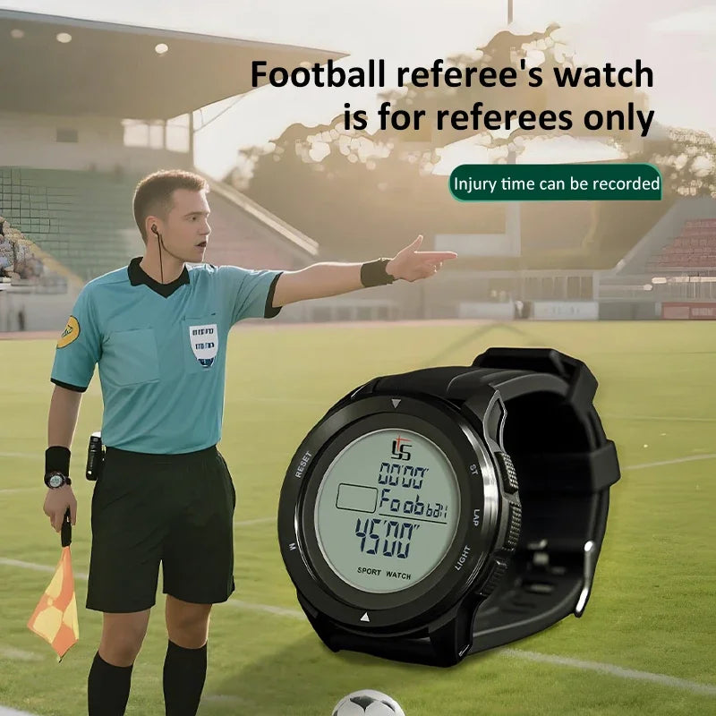 Chronomètre Sport Numérique Arbitre Football — LCD Rétro-éclairé, 100 Mémoires, Bracelet Silicone