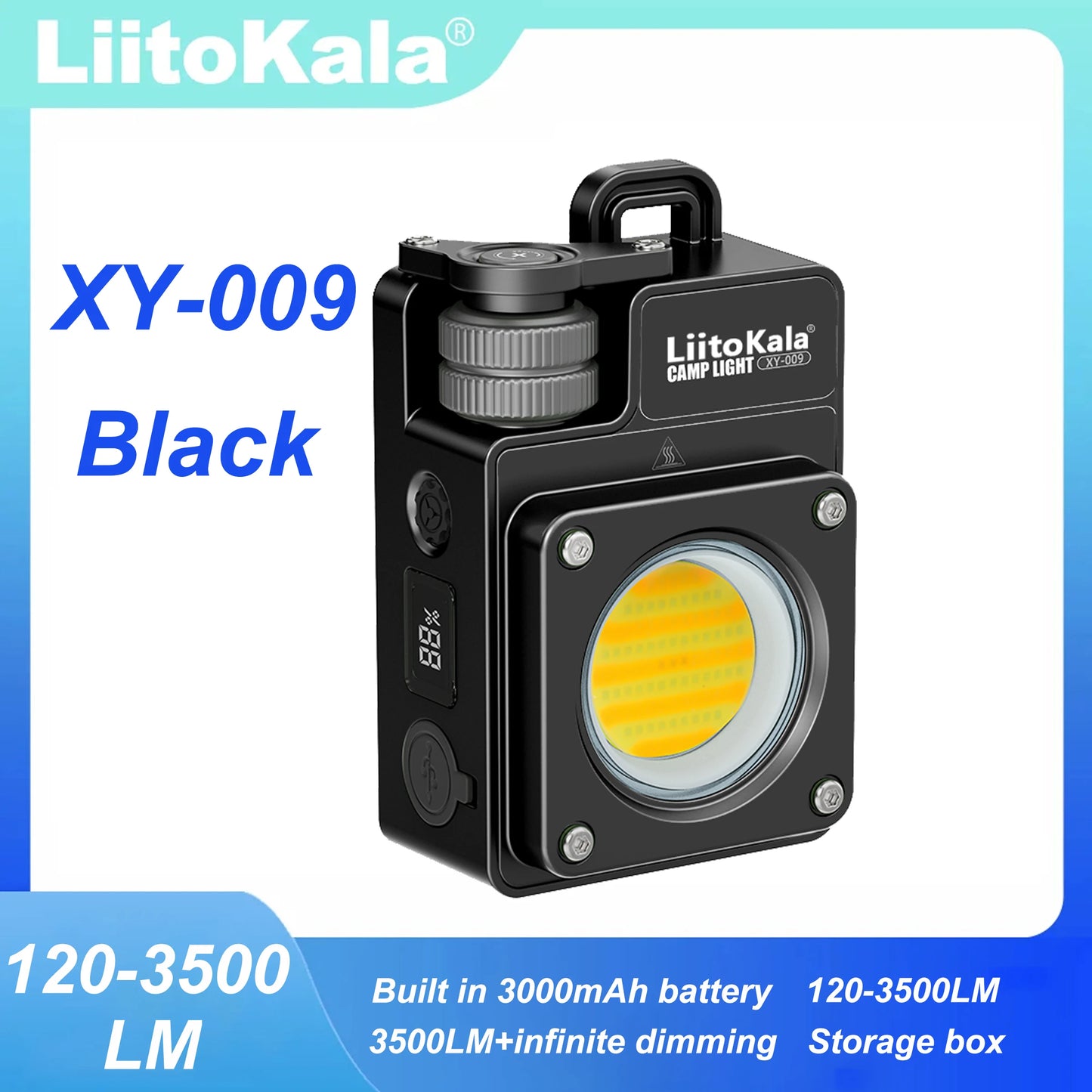 Lampe de camping LED rechargeable portable LiitoKala XY-009, multifonctionnelle, pour les activités de plein air, longue durée de vie