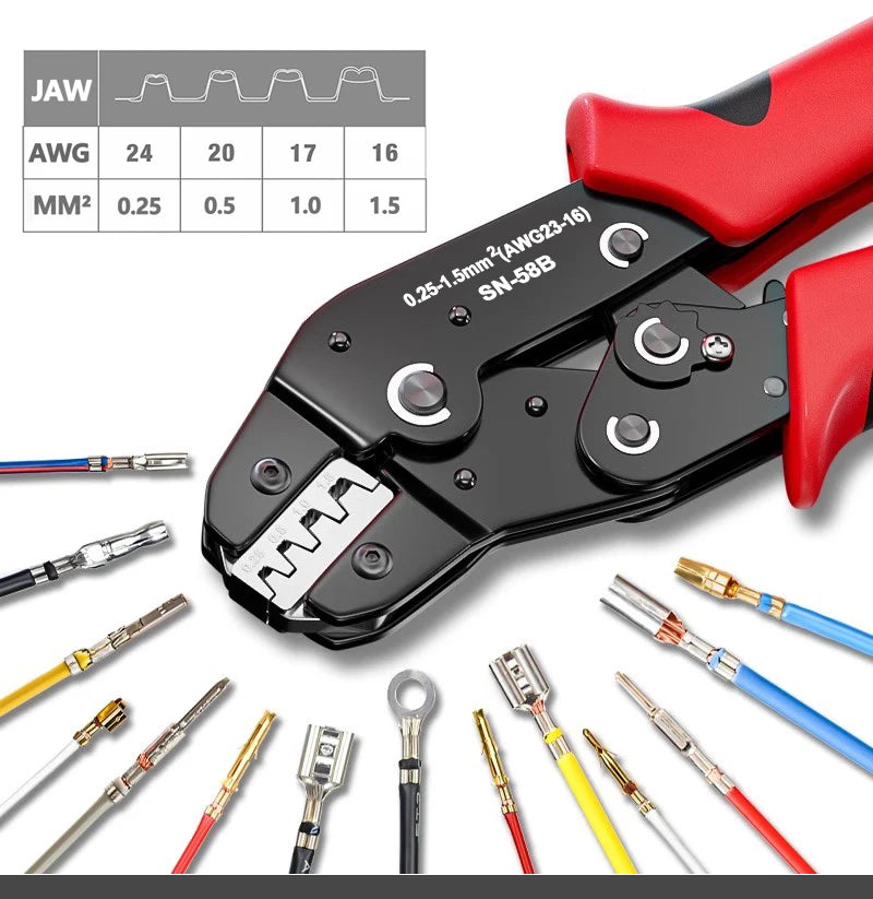 Juego de herramientas de crimpado de trinquete para contactos abiertos Dupont JST MOLEX, terminales Dupont Molex JST TE y pines EPC PCIE SATA SN-58B