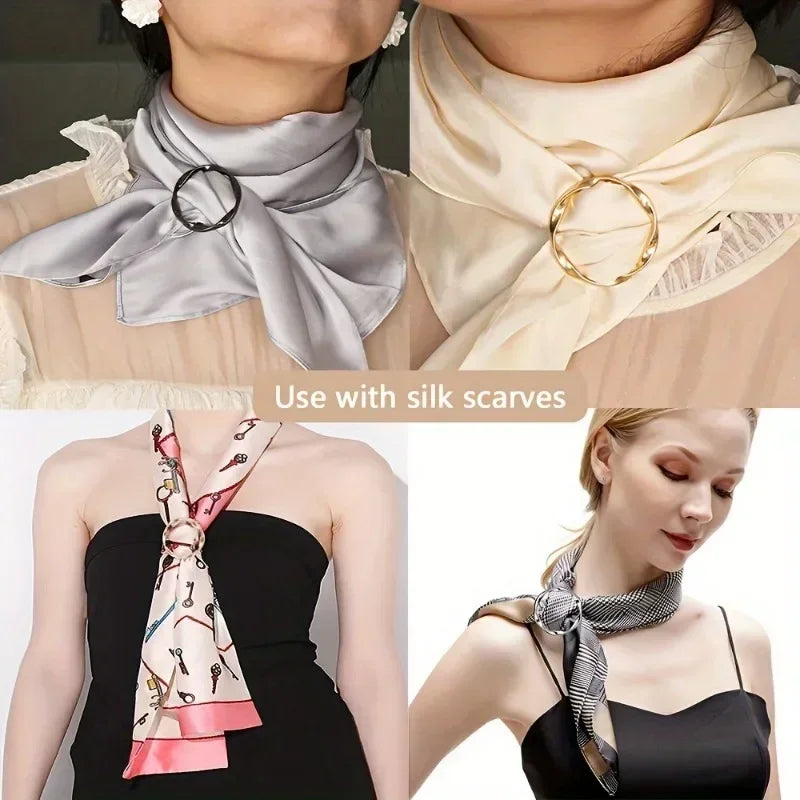 5 Pcs Fashion Round Metal Circle Clip Buckle Shawl T-Shirt Tie Clip Brooch Waist Buckle Versatile Clothing Ring Wrap Holder