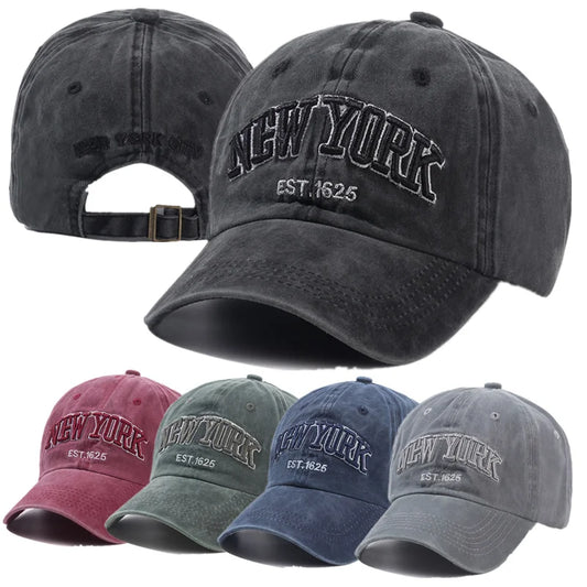 New York Distressed Cotton Cap for Men and Women, Snapback Caps, Baseball Caps, Sun Protection, CasAdvantages, Dad Hat, Outdoor Cap, 2024