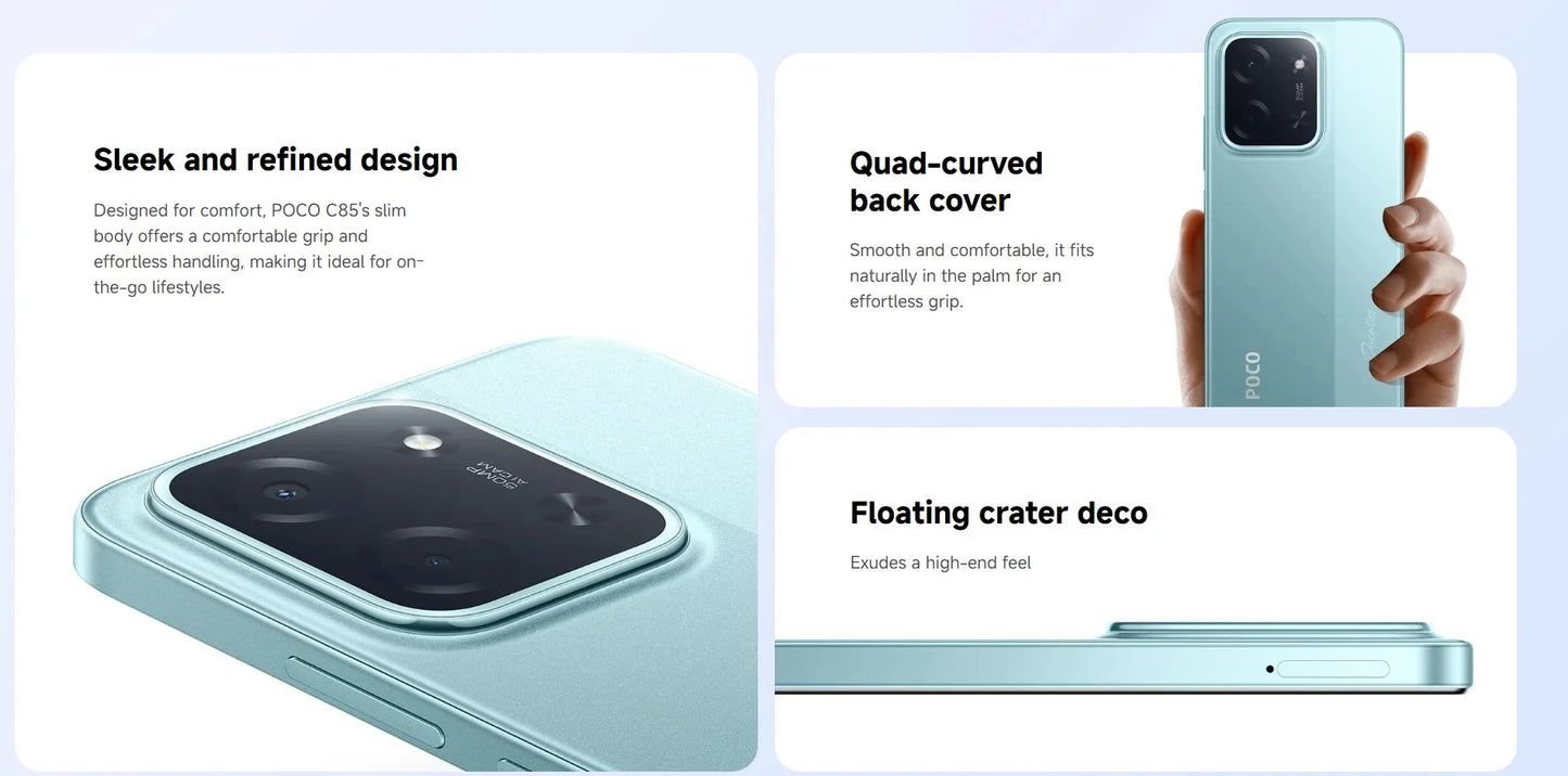POCO C85 6GB/128GB 8GB/256GB NFC Version mondiale Smartphone 50MP caméra 6000mAh batterie